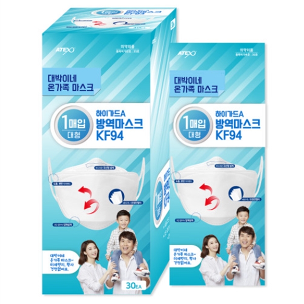 [박스]화이트 KF94 아텍스 하이가드 대박이네 방역마스크 대형(30매입)