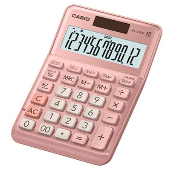 CACIO 카시오 12자리 전자 계산기 (MS-120FM) 핑크