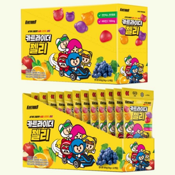 (70%할인) 카트라이더 젤리 3가지 과일맛 50g x 12개