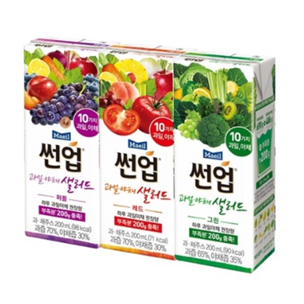 매일 썬업 과일야채샐러드 3종 200ml x 24팩 x 3박스