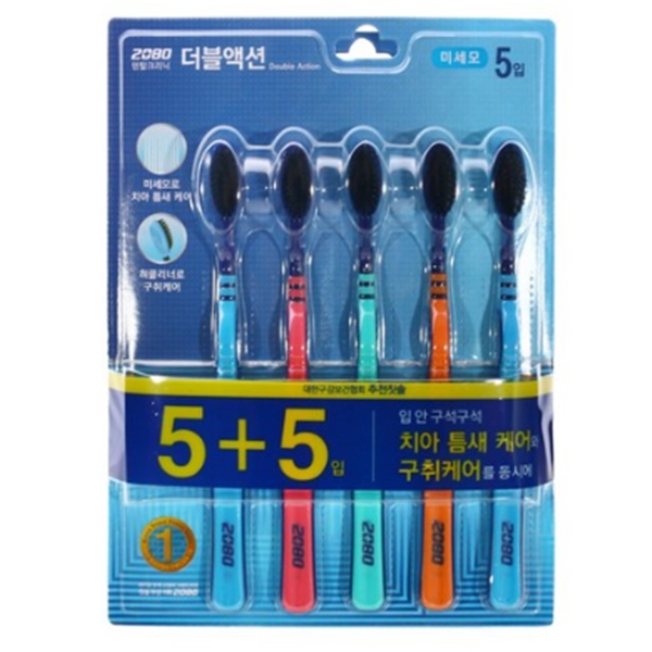 2080 더블액션 미세모 칫솔 5+5입