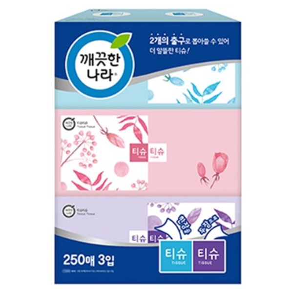 깨끗한나라 티슈티슈 250매 x 3개입