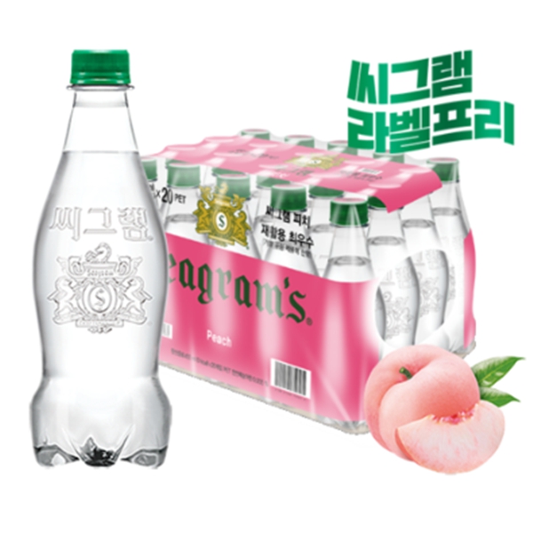 New 무라벨 씨그램 탄산수 피치 450ml x 20입