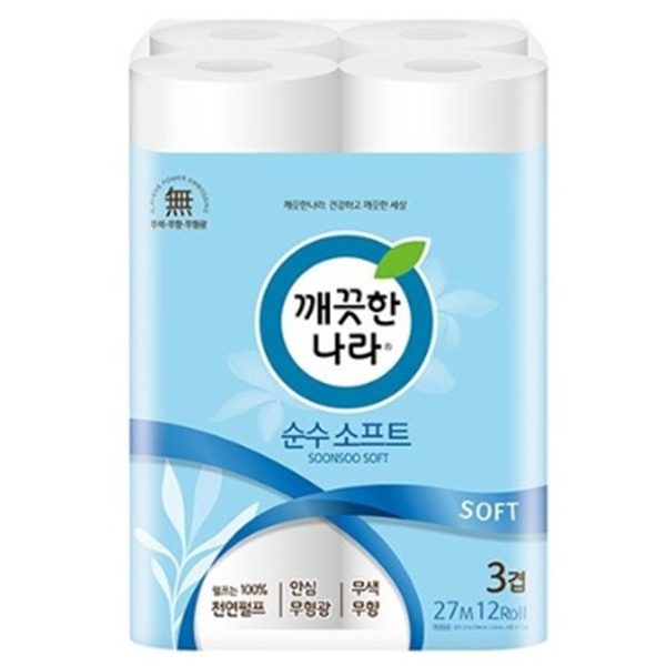 깨끗한나라 순수소프트 화장지 27m x 12롤