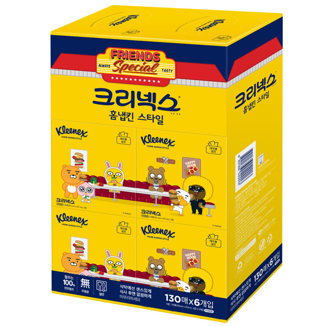 유한킴벌리 크리넥스 카카오 2겹 홈냅킨 130매 x 6개 