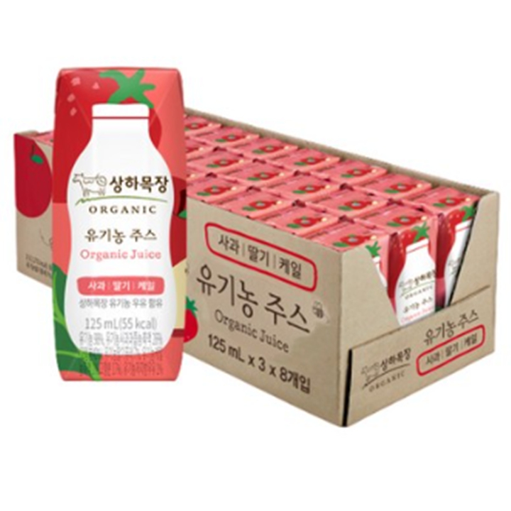 상하목장 유기농 주스 사과 딸기 케일 125ml x 24팩