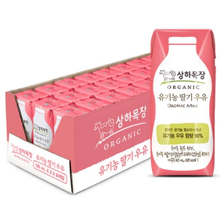 상하목장 유기농 딸기 우유 125ml x 24팩