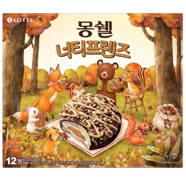 (신상품) 7000 롯데 몽쉘 너티프렌즈 생크림케이크 408g