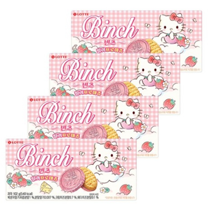 (봄한정) 롯데 산리오 빈츠 딸기 프로마쥬 102g x 3개