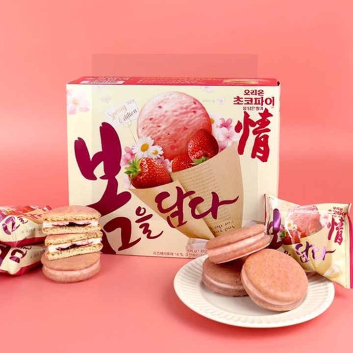 (봄한정) 오리온 초코파이 봄 담은 딸기 408g