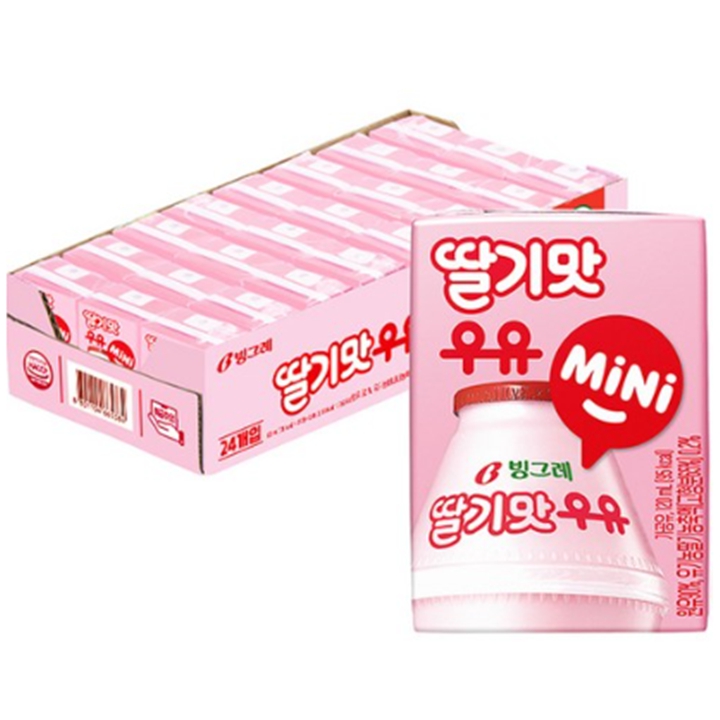 빙그레 우유 딸기맛 미니 120ml x 24개입
