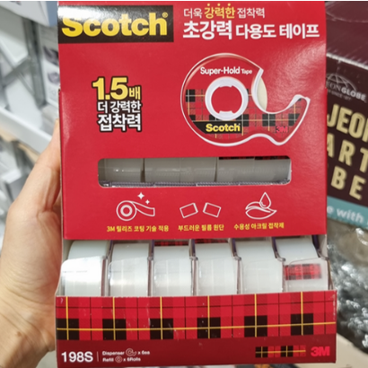 3M 스카치 초강력 다용도 테이프 디스펜서 6개 + 리필 6롤/빨간색