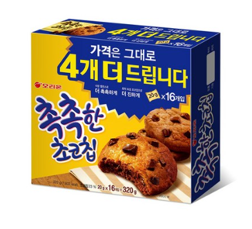 오리온 촉촉한초코칩 12P+4P 320g
