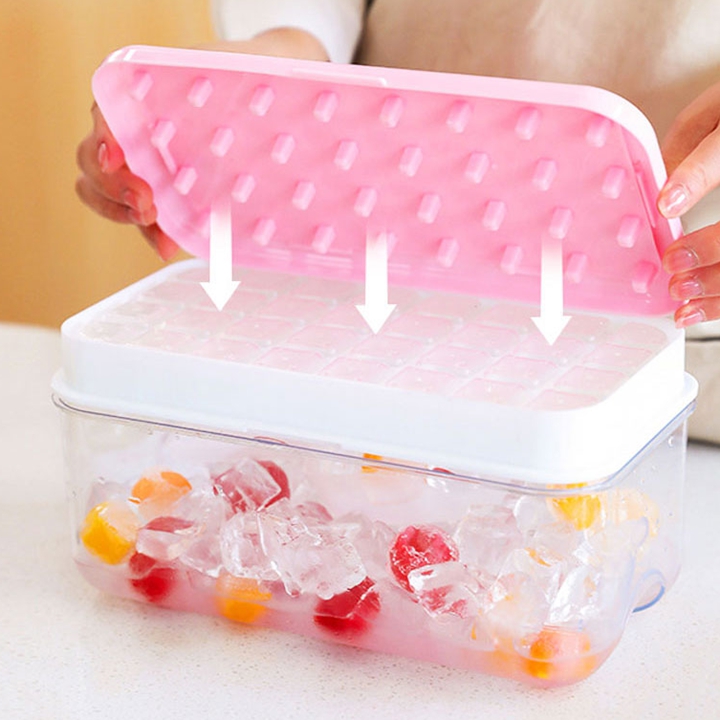 실리콘 원터치 푸쉬 얼음 트레이 + 스쿱포함