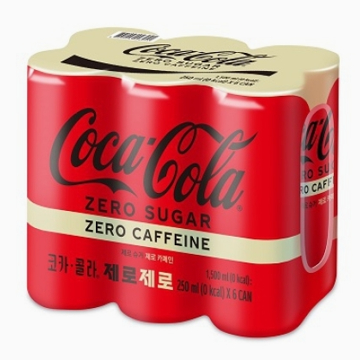 코카콜라 제로슈거 제로카페인 250ml x 6캔(골드라벨)