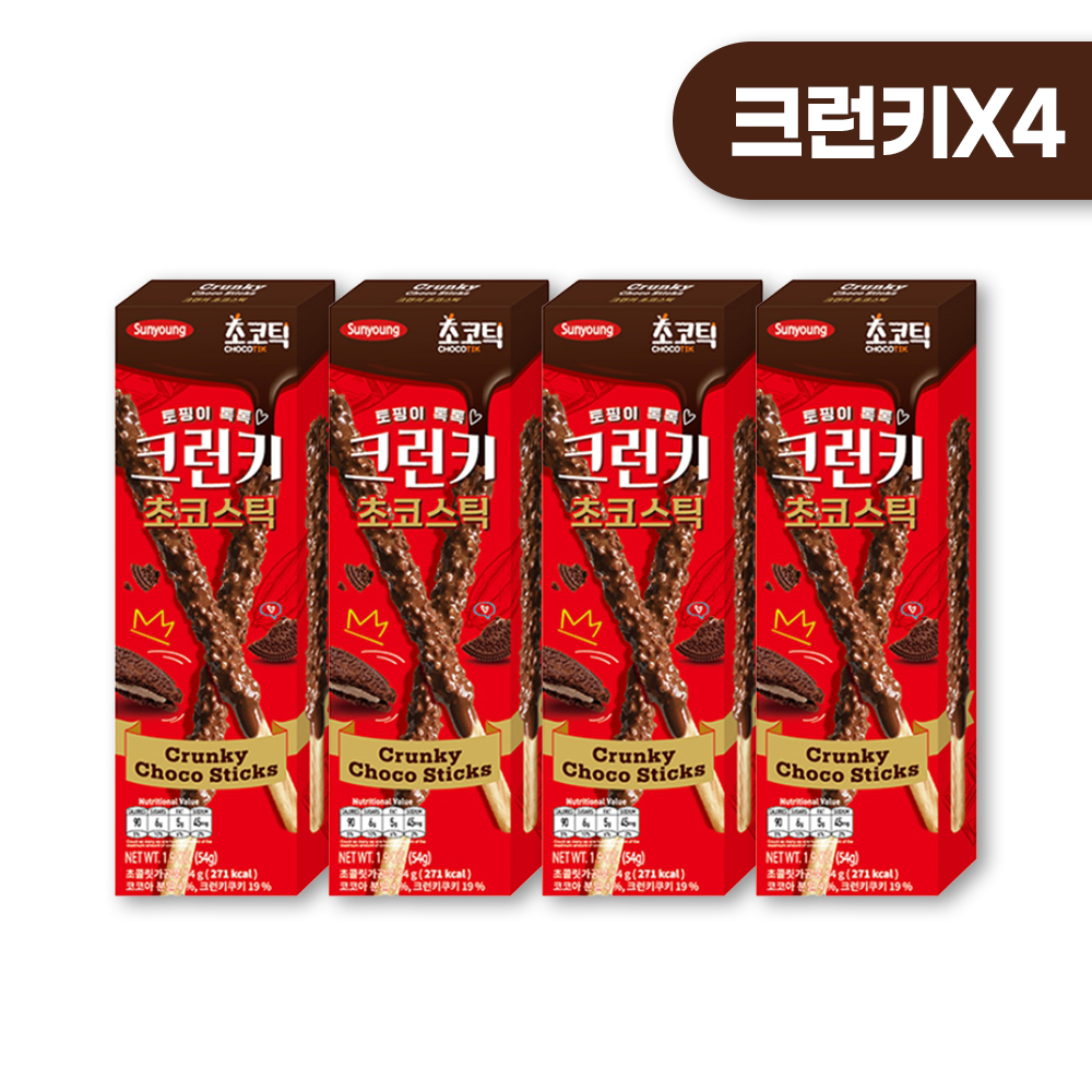초코틱 크런치 초코스틱 54g x 4케이스