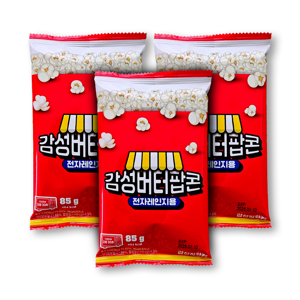 (유통기한2025.01.10)감성커피 감성버터팝콘 85g x 3봉