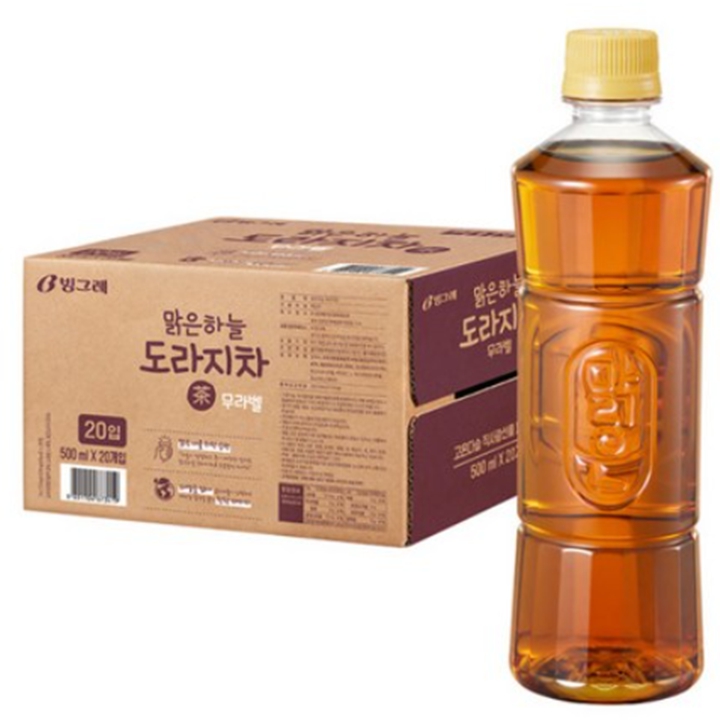 [박스]빙그레 맑은하늘 도라지차 500ML X 20병(무라벨)
