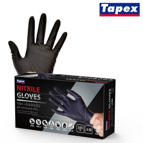 테이팩스 니트릴장갑 블랙 100매 (소형)