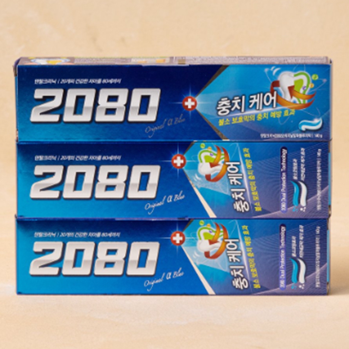 2080 오리지널 알파블루 치약 충치케어 140g x 3개입