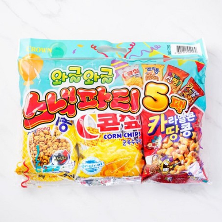 크라운 와글와글 스낵파티 5번들 286g