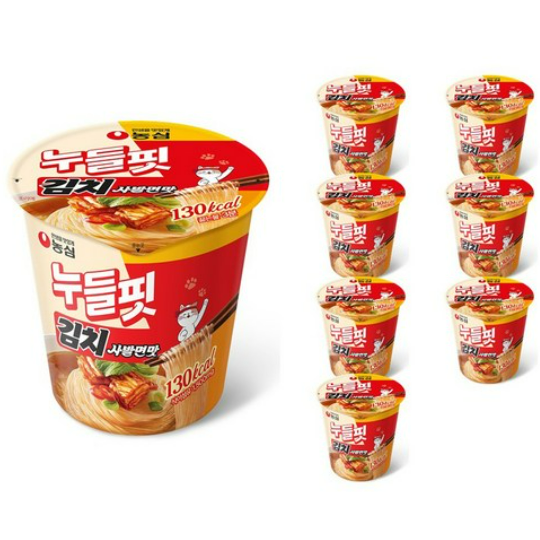 농심 누들핏 김치사발면맛 컵라면 소컵 8개입 