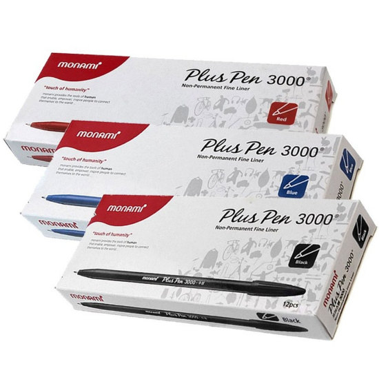 모나미 수성 프러스펜 3000 흑색(1다스) 12개입