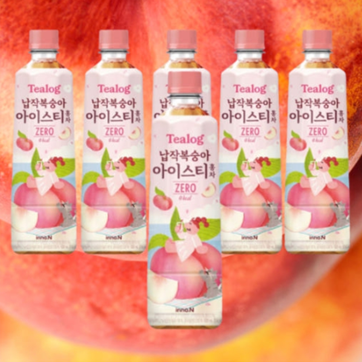 Tealog 티로그 납작복숭아 아이스티 홍차 제로 500ml x 6개입