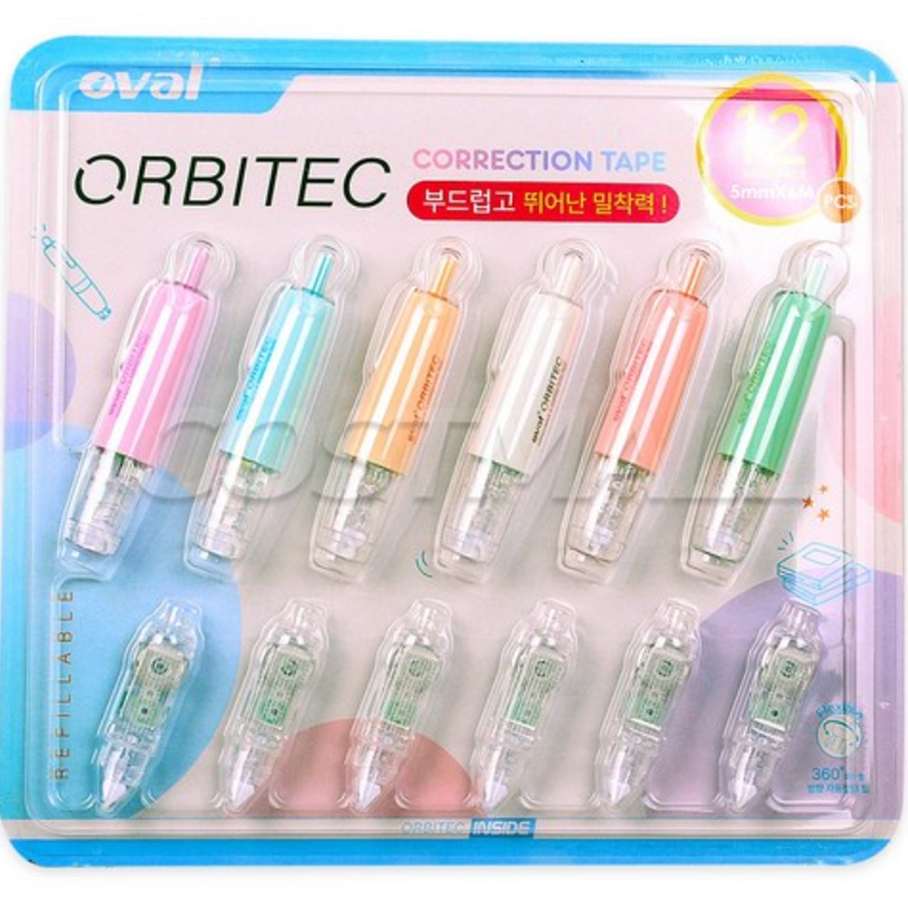 OVAL ORBITEC 수정테이프 본품6+리필6 (노크식)