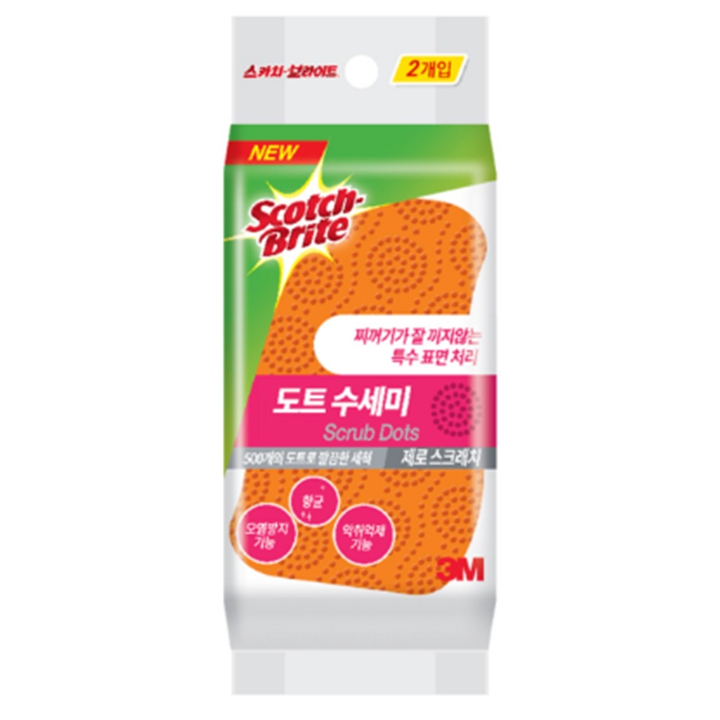 3M 흠집방지용 제로스크래치 도트수세미 2입