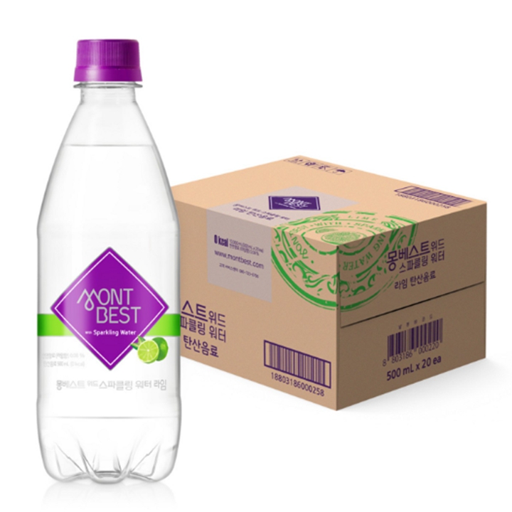 [박스] 몽베스트 스파클링 라임 탄산수 500ml x 20개입
