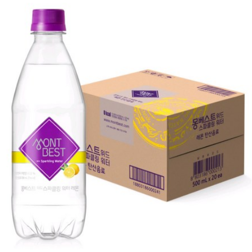 [박스] 몽베스트 스파클링 레몬 탄산수 500ml x 20개입