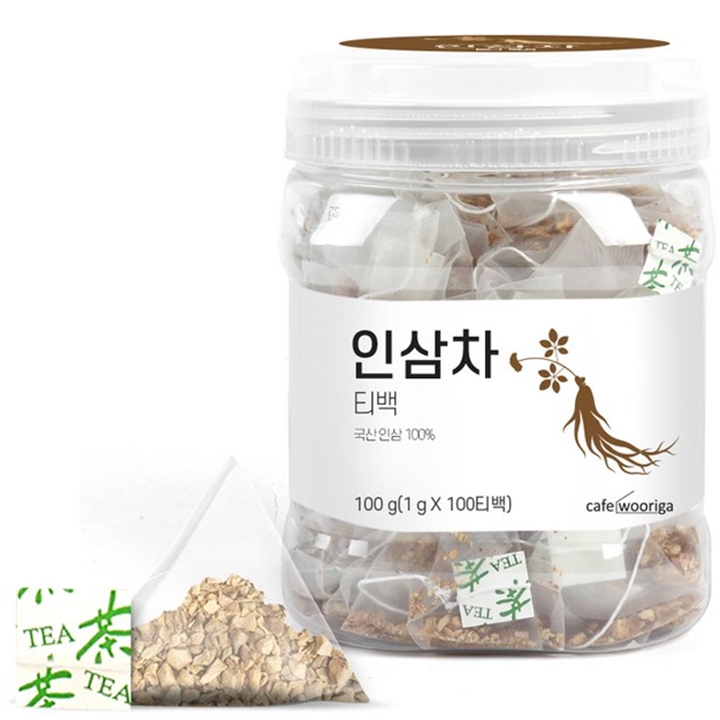 카페우리가 국산 4년근 인삼원물 인삼차 100티백