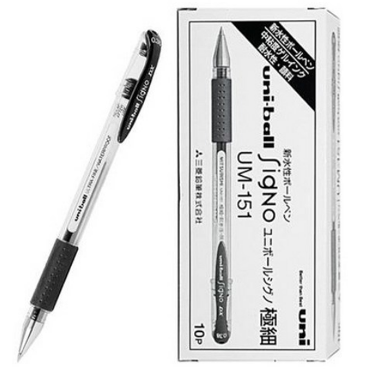 uni 유니볼 시그노 볼펜 캡식 검정 0.38mm 10자루