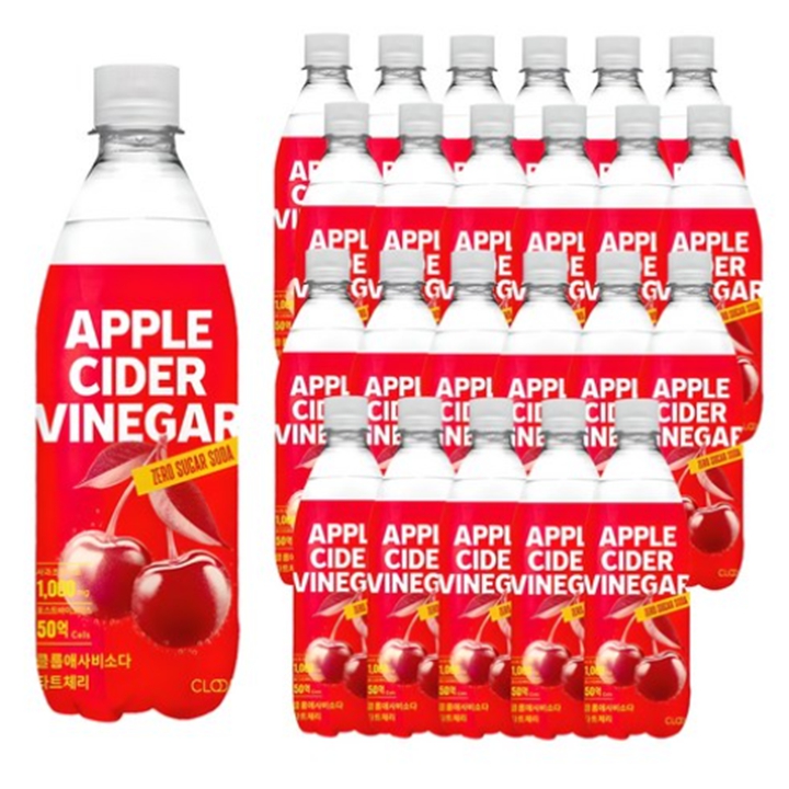 [박스] 클룹 애사비소다 타트체리 탄산음료, 500ml, 24개