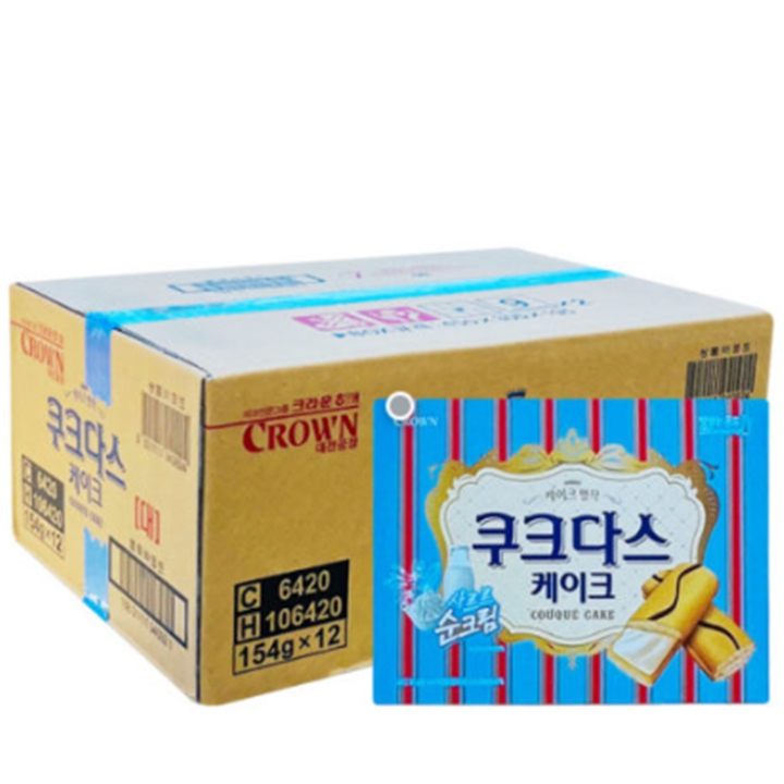 [박스]크라운 쿠크다스 케이크 대용량 154g x 12개