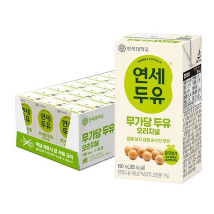 연세두유 무가당 두유 오리지널 190ml x 24팩 