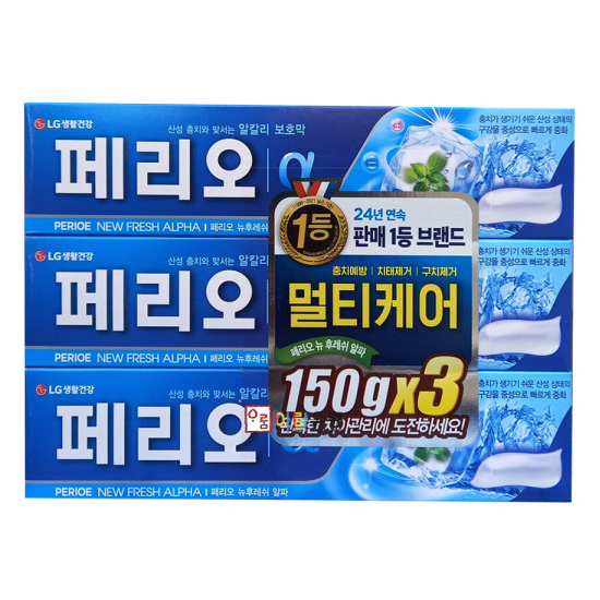 페리오 뉴후레쉬 알파 치약 150g x 3입
