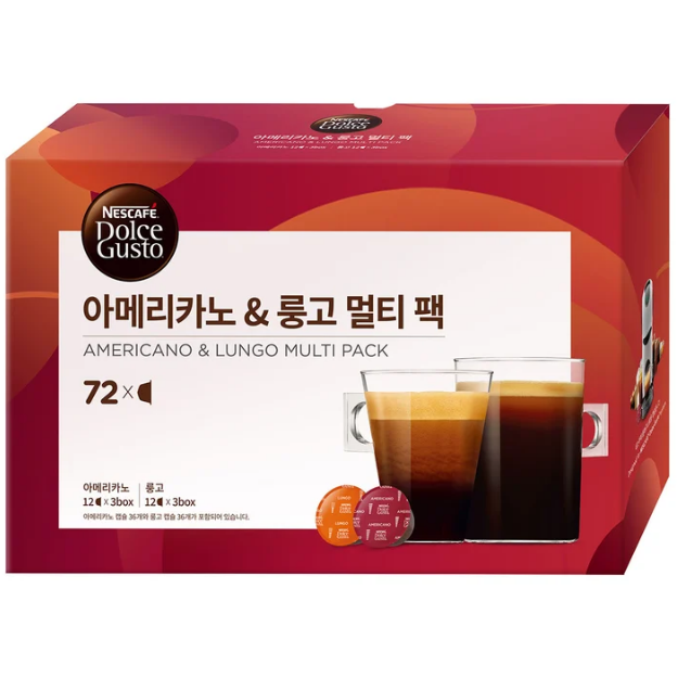 ◈(신상품)네스카페 돌체구스토 캡슐커피 아메리카노&룽고 멀티팩 72개