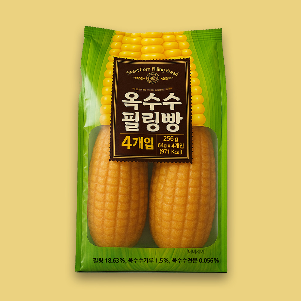 ★(할인/유통기한 2025.11.23) 옥수수 필링빵 4개입 256g