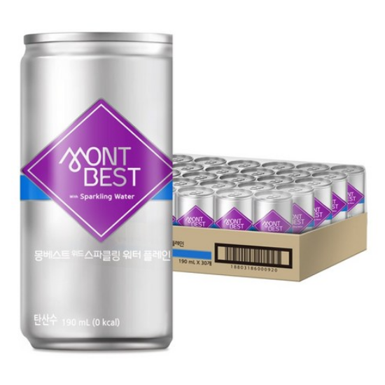 [박스] 몽베스트 스파클링 탄산수 플레인 190ml x 30캔