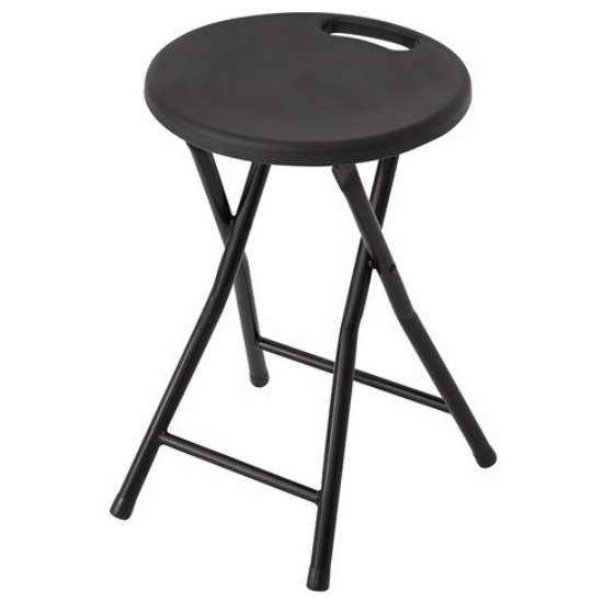 원형 손잡이 접이식 의자 블랙