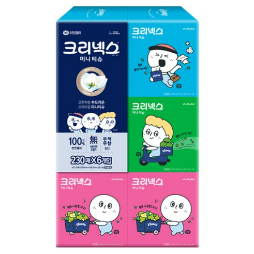 크리넥스 디럭스 오롤리데이 미니 티슈 230매 x 6개입