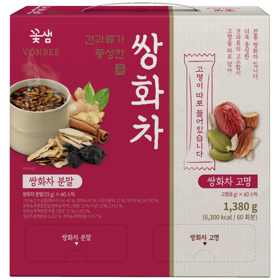 [추천품목]꽃샘 견과류가 풍성한 쌍화차+고명 60T