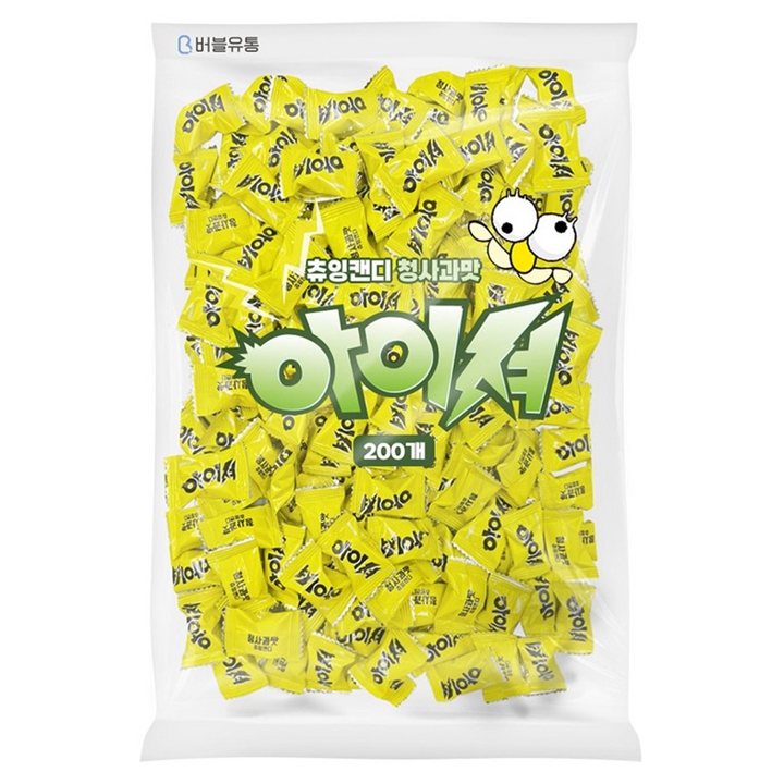 [대용량] 아이셔 사탕 츄잉캔디 청사과맛 200개 