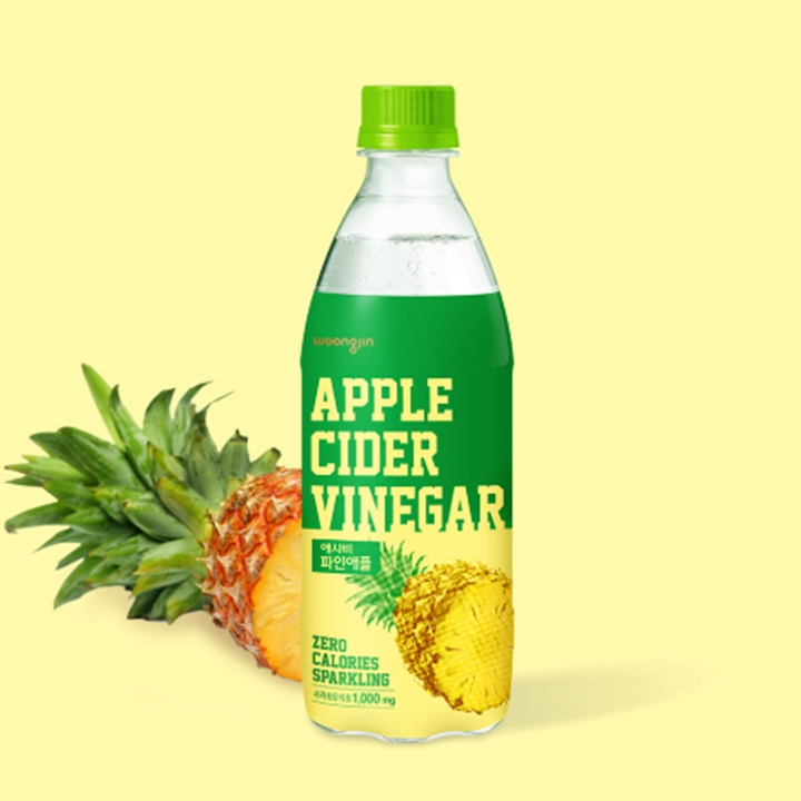 [박스] 웅진 애사비 파인애플 탄산음료 500ml x 24병, 제로칼로리