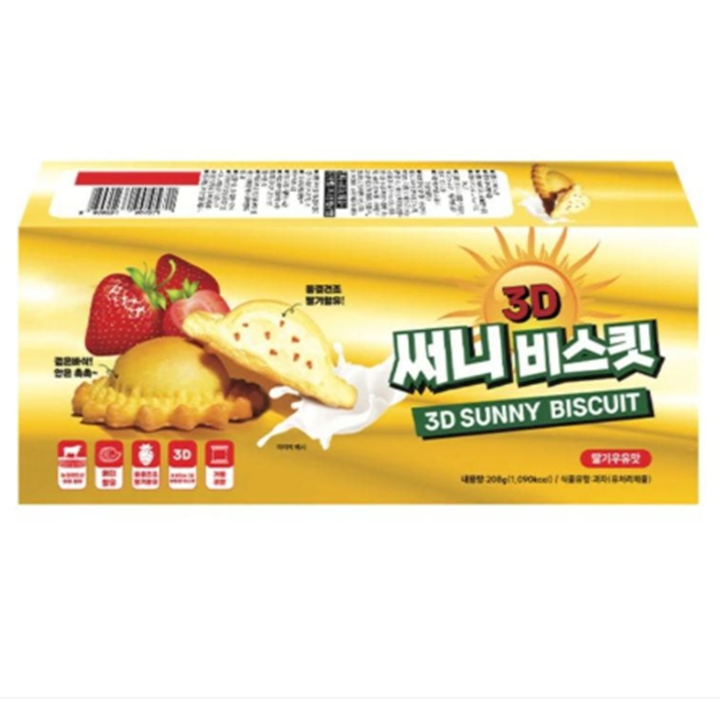 3D 써니비스킷 208g, 딸기우유맛