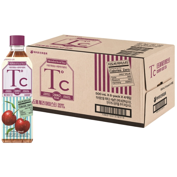[박스] 하이트진로 티도씨 체리 아이스티 제로 500ml x 24개입
