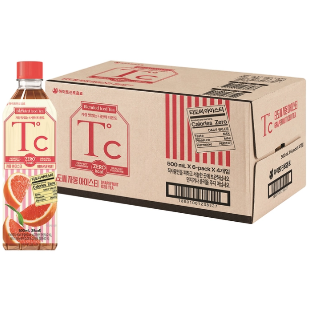 [박스] 하이트진로 티도씨 자몽 아이스티 제로 500ml x 24개입