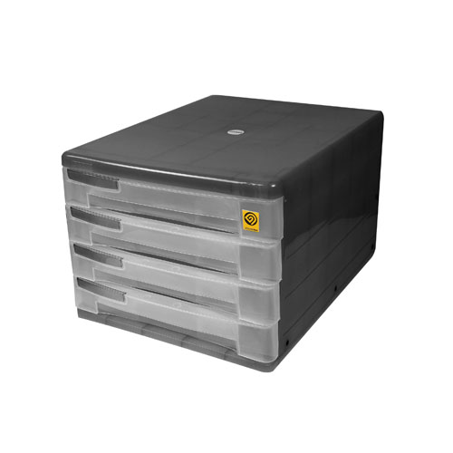 클리어캐비넷 4단 흑색 13004